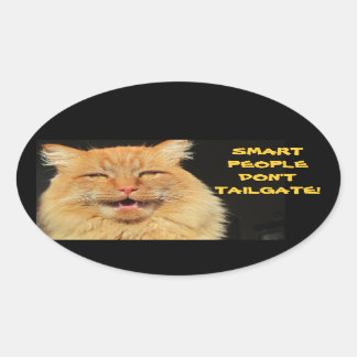 Smart People Tailgate Talking Cat Ovalt Klistermärke