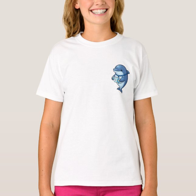 Smart professionell blå delfin barn t shirt (Framsida)