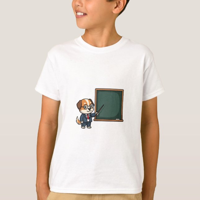 Smart Professor Hund Maskot Illustration Barn T Shirt (Framsida)