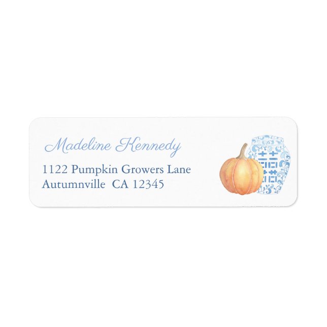 Smart Pumpkin Ginger Burk Fall Returadress Returadress Etikett (Framsidan)