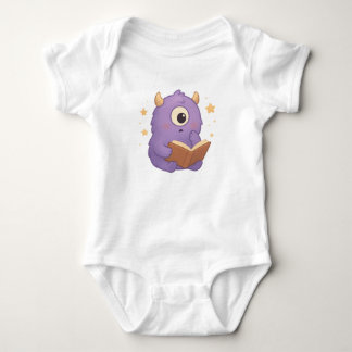 Smart Reading Monster Baby Bodysuit — Purple T Shirt