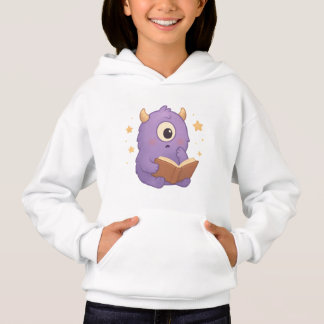 Smart Reading Monster Kids Hoodie — Purple Book T Shirt