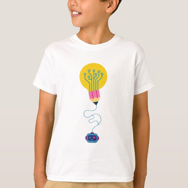 Smart Robot & Glödlampa Elev Grafisk T-Shirt (Framsida)