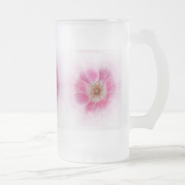 smart rosa-blomma frostat ölglas (Höger)