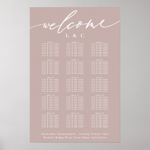 Smart Rosa Taupe Calligraphy Välkomstschema Poster