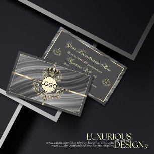 Smart Royal Grått Guld Krona med Logotyp Sumptuous Visitkort