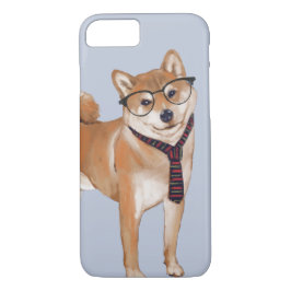Smart Shiba Inu (Background Färg Editable)