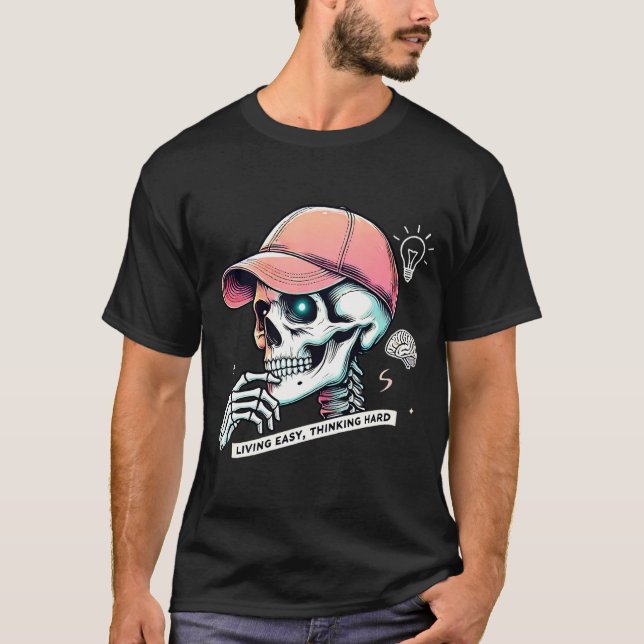 Smart Skeleton på gatan - lätt, tänker hårt T Shirt (Framsida)