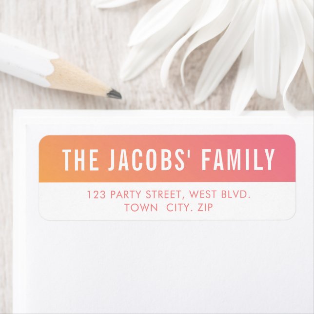 SMART-snyggt övertoning av modern rosa-gult Returadress Etikett (Insitu)