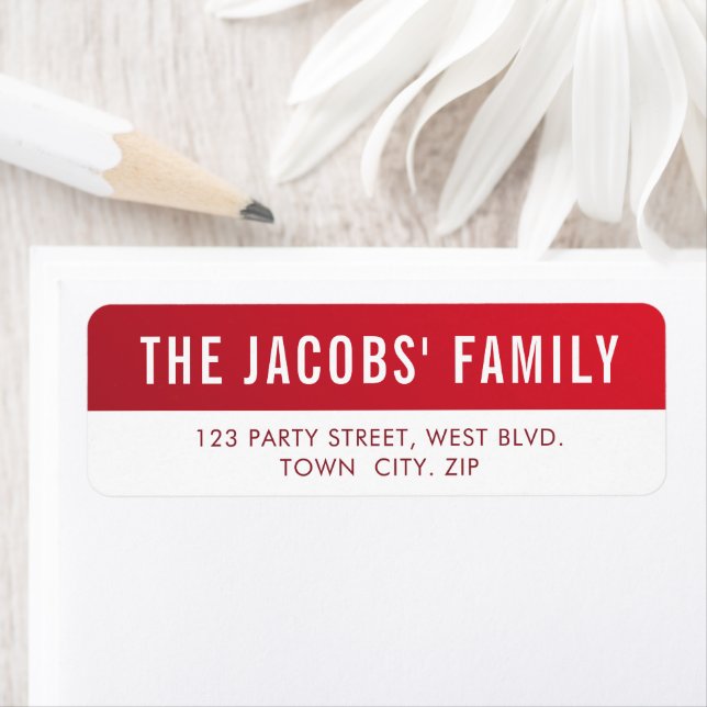 SMART-snyggtens moderna röda burgundygradient med  Returadress Etikett (Insitu)