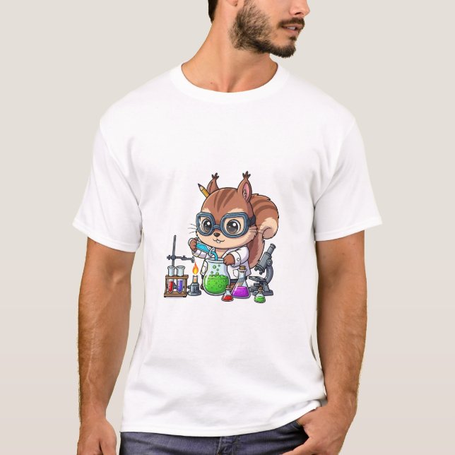 Smart Squirrel Scientist Conducting Chemistry T Shirt (Framsida)