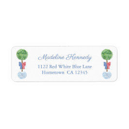 Smart Stars och stripes Bow Boxwood Returadress Etikett