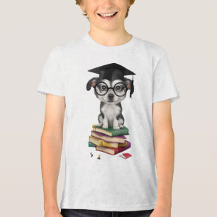 Smart Studenten-Hund-märke - Cute-Valp med glas T Shirt