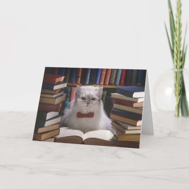 Smart studenten-katt kort (Framsida)