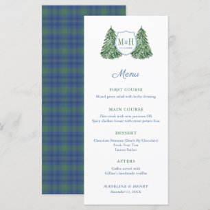 Smart Tartan Winter Wedding Förlovningsfest Meny