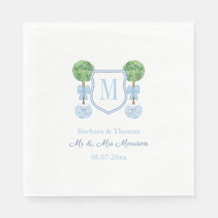 Smart Topiary Par Bröllop Vapensköld Monogram Pappersservett