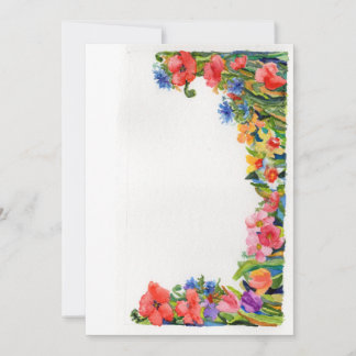 smart vattenfärgsfärg, blommigt gräns anteckningskort