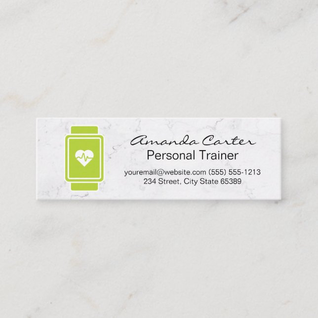 Smart Watch Hear Rate Monitor | White Marble Mini Visitkort (Framsida)