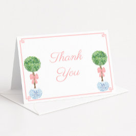 Smart Watercolor Boxwood Rosa Bow Girl Baby Shower Tack Kort