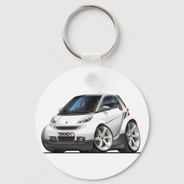 Smart White Car Nyckelring (Framsida)