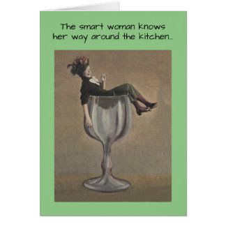 Smart Woman Birthday Celebration Retro Funny Humor Hälsningskort