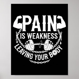 Smärta är svaghet som lämnar din kropp Gymträning Poster
