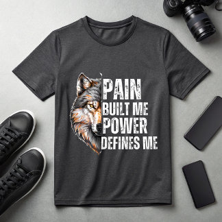 Smärta Byggde Mig Kraft Definierar Mig Varg Motive T Shirt