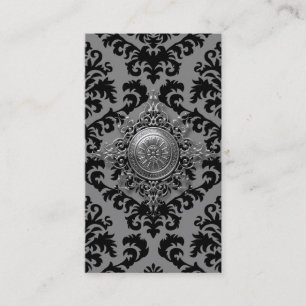 SMÄRTA, FILIGREE MEDALLION I GRÅTT och SVART Visitkort