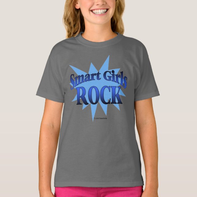 Smarta flickor Sten - blå skjorta Tee Shirt (Framsida)