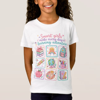 Smarta Flickors Lärande Äventyr Pastell Doodle T Shirt