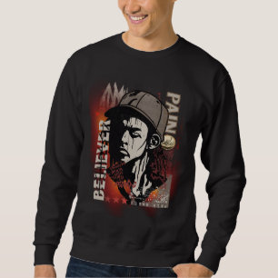 Smärta Gör Troende Motiverande   Grunge-grafik  Lång Ärmad Tröja