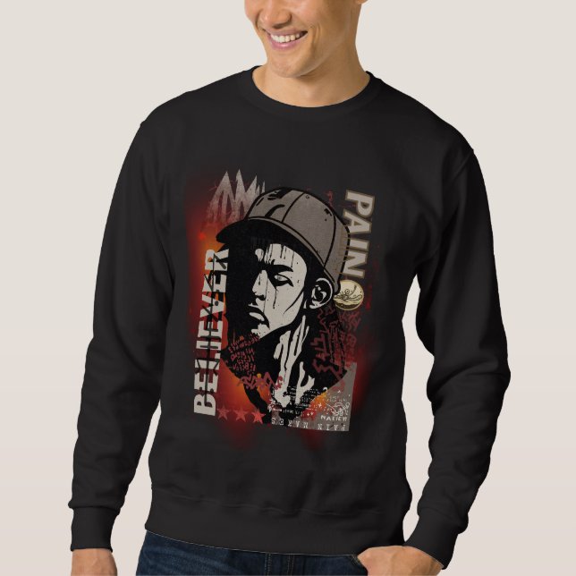 Smärta Gör Troende Motiverande | Grunge-grafik  Lång Ärmad Tröja (Framsida)