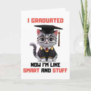 Smarta Grad-Grattisar,Lustigt Cat Studenten Kort