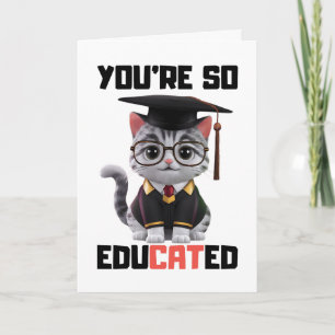Smarta Grad-Grattisar,Lustigt Cat Studenten Kort