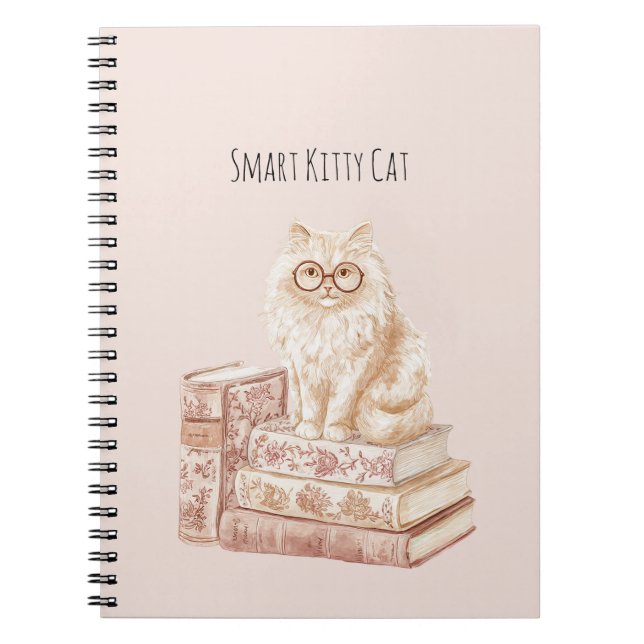 Smarta Kitty Katt Glasögon Rosa Böcker Anteckningsbok (Framsidan)