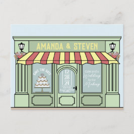 Smarta, söta, kaféteman sparar datumdesignen vykort