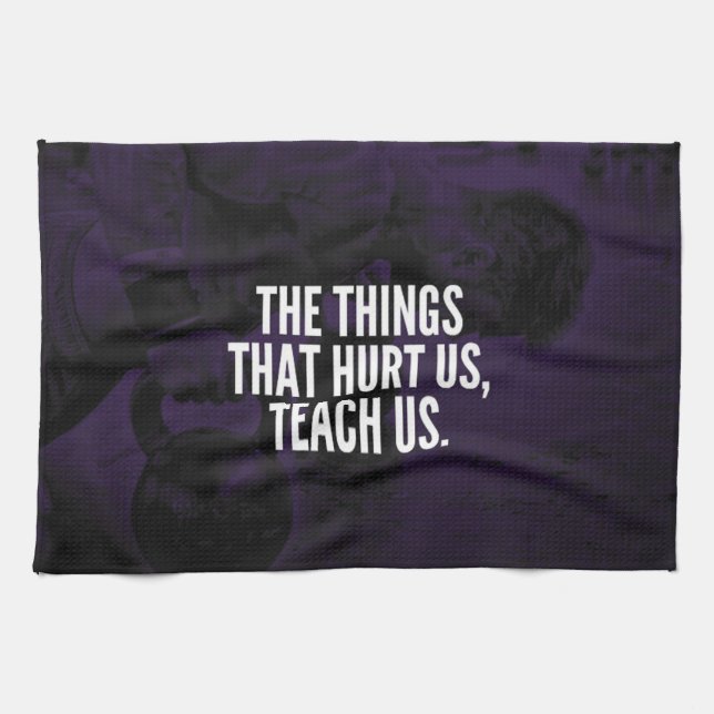 Smärta - Workout Inspirational Ord - Kettlebell Kökshandduk (Horisontell)