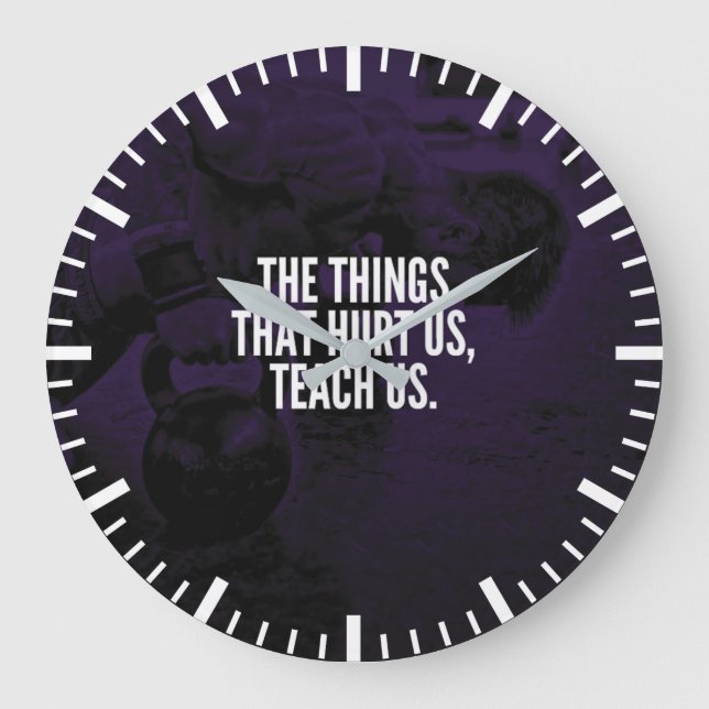 Smärta - Workout Inspirational Ord - Kettlebell Stor Klocka (Framsida)