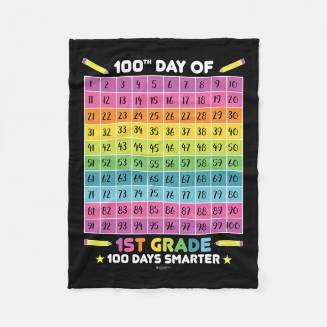 Smartare 100-dagarsdag i skolan 1:a Klass Student Fleecefilt (Framsidan)