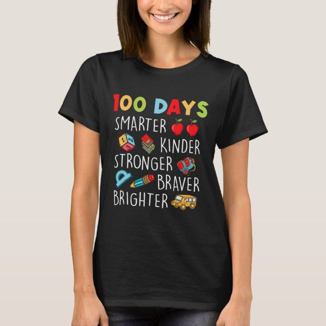 Smartare Kinder-förstärkare 100 dagar med skolor T Shirt (Framsida)