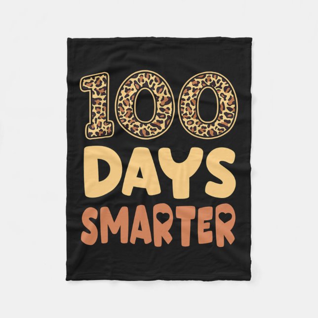 Smartare lärarleopard 100 skoldag K Fleecefilt (Framsidan)