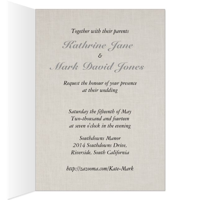 SmartElegance Grått Bröllop-samling Hälsningskort (Insidan (Höger))