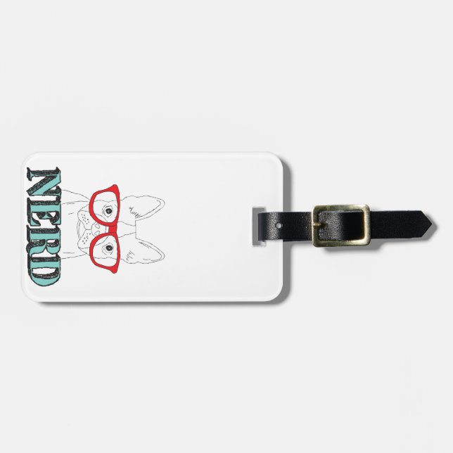 Smartest Boston Terrier Black and White Cute Puppy Bagagebricka (Horisontell Framsida)