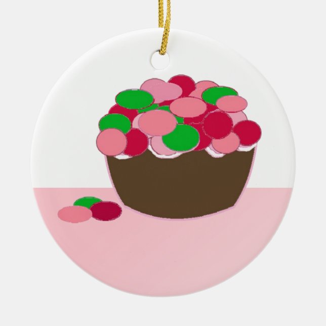 Smartie Cupcake Julgransprydnad Keramik (Framsidan)