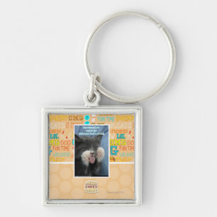 Smartmouth katt fyrkantig silverfärgad nyckelring