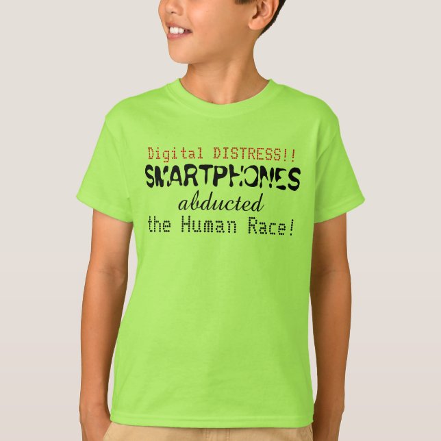 Smartphone Abduced Human Tävling Funny Kids Tee Shirt (Framsida)