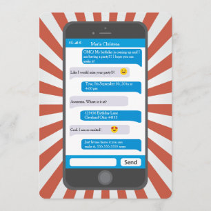 Smartphone Emoji Tonåring textering av födelsedags Inbjudningar