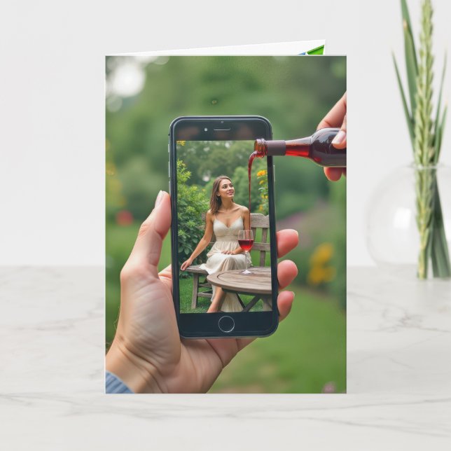 Smartphone-kvinna med strömmande Vin Kort (Framsida)