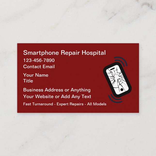 Smartphone Reparation Butik Enkel  Visitkort (Framsida)