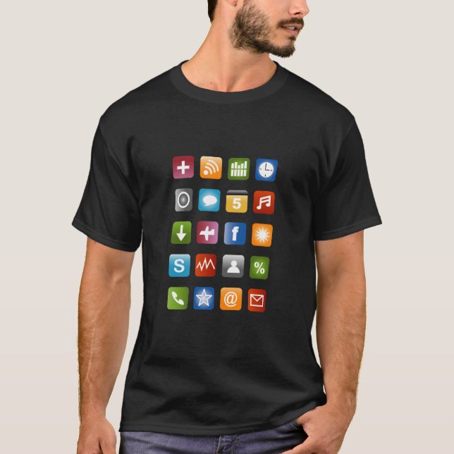 Smartphone t-shirt med färgstarka appikoner (Framsida)